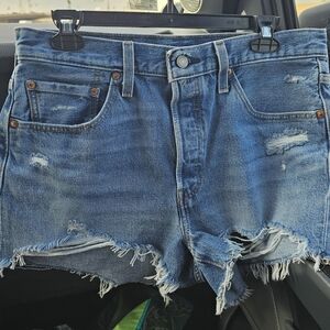 Levi's Ripped Blue Jean Shorts